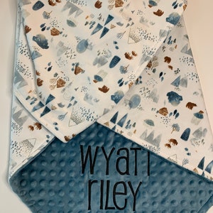 Woodland New Baby Boy Lovey, Personalized Newborn Boy Lovey, Custom Baby Shower Gift, Baby Boy Lovey with Animals, Woodland Nursery Decor