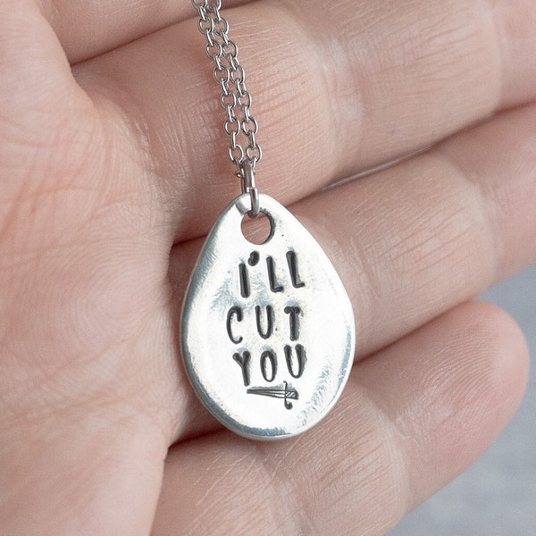 I'll Cut You Necklace, Jewelry Gift for Sister, Dagger Knife Necklace, Coworker Leaving Gift for Women, Funny Gifts for Best Friends