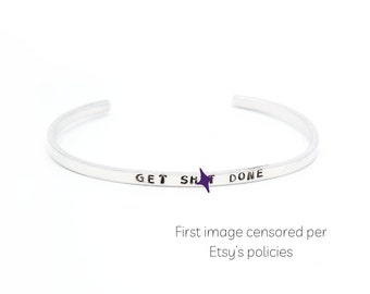 Pulsera Get Sh*t Done, joyería de malas palabras, joyería de palabras malditas, regalo de despedida de compañero de trabajo para mujeres, regalos divertidos para mejores amigos, minimalista