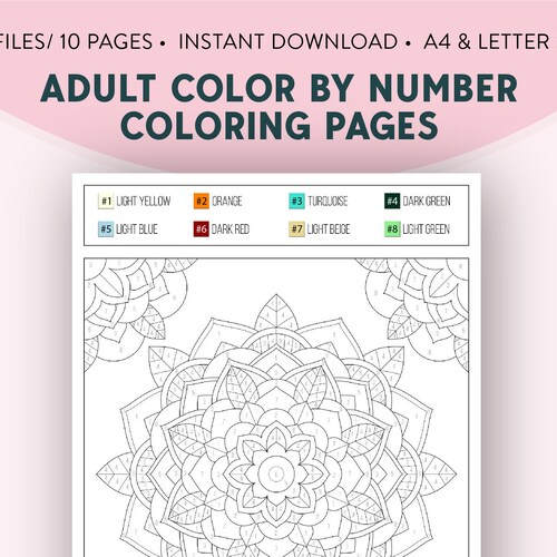 color by numbers printable coloring book for adults teens etsy