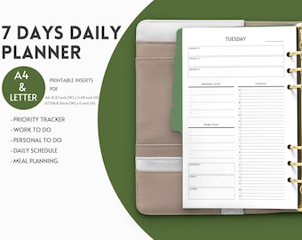 Tagesplaner Seiten & Tagesplaner Printable Inserts Digital Download-A4,USA Letter