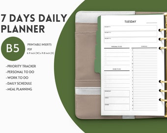Tagesplaner Seiten & Tagesplaner Printable Inserts Digital Download - B5