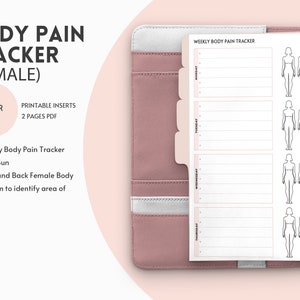 Body pain tracker (Female) weekly  Daily pain log Printable health tracker Chronic pain diary Medical inserts Symptoms tracker, A4,Letter