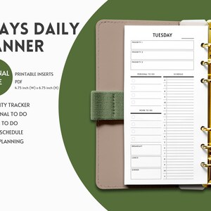 Daily Planner Pages & Day Planner Printable Inserts Digital Download-Personal Wide