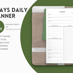 Daily Planner Pages & Day Planner Printable Inserts Digital Download-A5 Wide