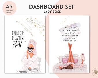 Printable planner dashboard A5 Lady Boss printable dashboard planner Personal planner divider Cover page inserts Dashboard Insert Sectioning