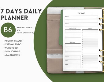 Daily Planner Pages & Day Planner Printable Inserts Digital Download-B6