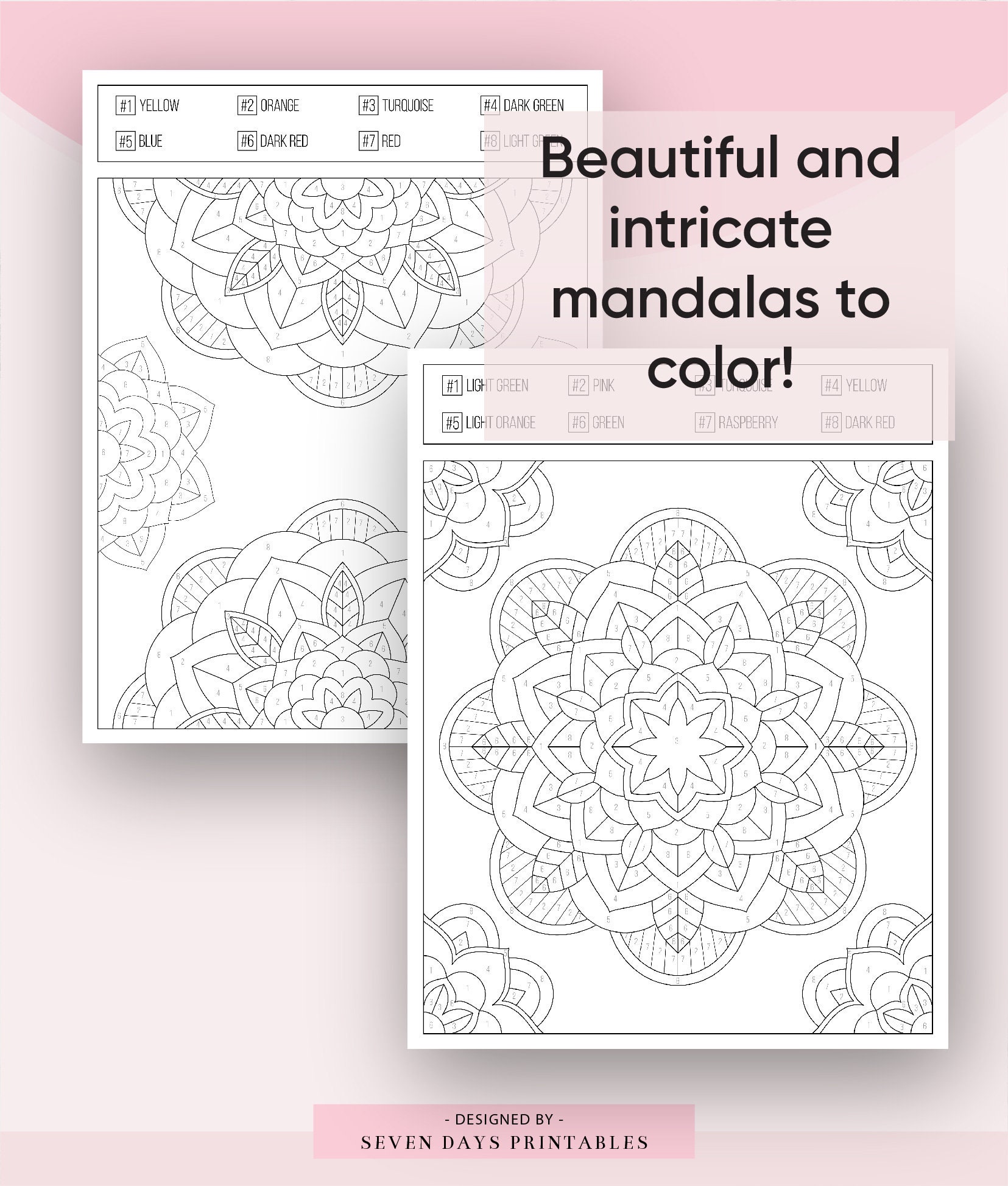 Color by Numbers for Adults, Color by Numbers Mandela Pattern Printable ...