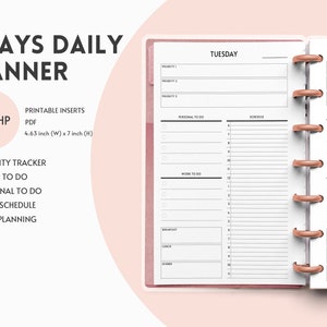 Daily Planner Pages & Day Planner Printable Inserts Digital Download-Mini HP