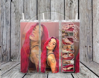 Bichota, Karol G Red Hair/ White Glow, Sublimation, Straight Tumbler Design, PNG, Tumbler Wrap
