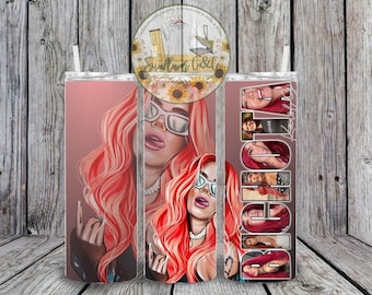 Bichota, Karol G Red Hair/ White Glow, Sublimation, Straight Tumbler Design, PNG, Tumbler Wrap