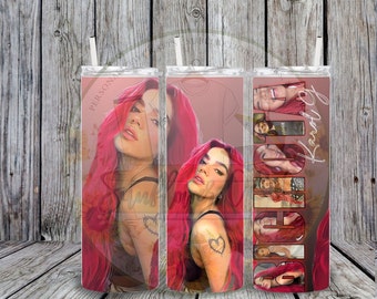 Bichota, Karol G Red Hair/Glow, Sublimation, Straight Tumbler Design, PNG, Tumbler Wrap