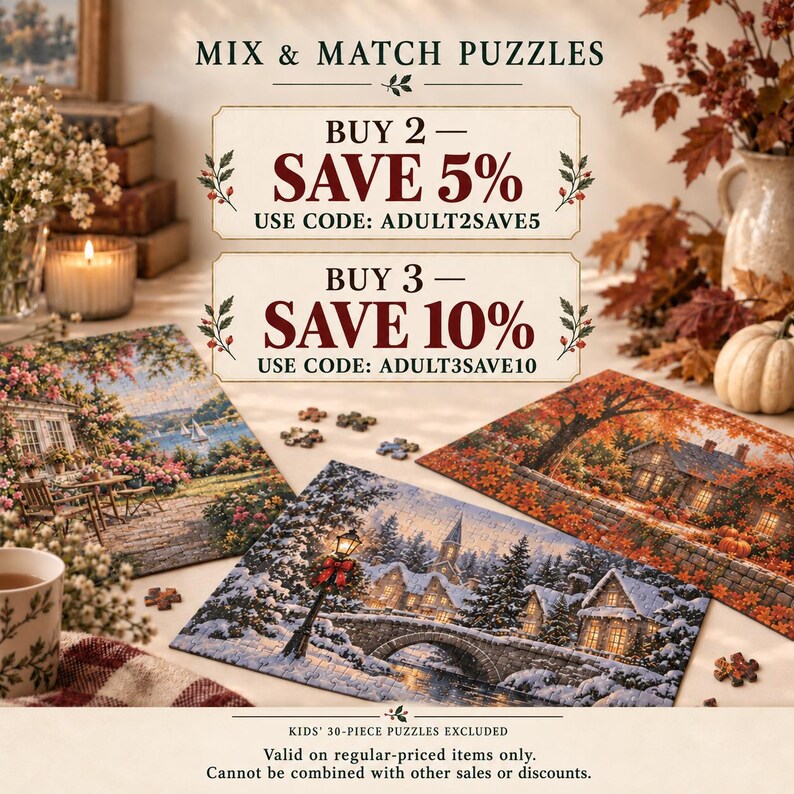 Cozy Halloween Puzzle Vintage Halloween Jigsaw Puzzle Autumn Porch Puzzle Pumpkin Puzzle Fall Gift Halloween Decor Cozy Night image 4