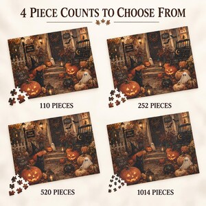 Cozy Halloween Puzzle Vintage Halloween Jigsaw Puzzle Autumn Porch Puzzle Pumpkin Puzzle Fall Gift Halloween Decor Cozy Night image 3
