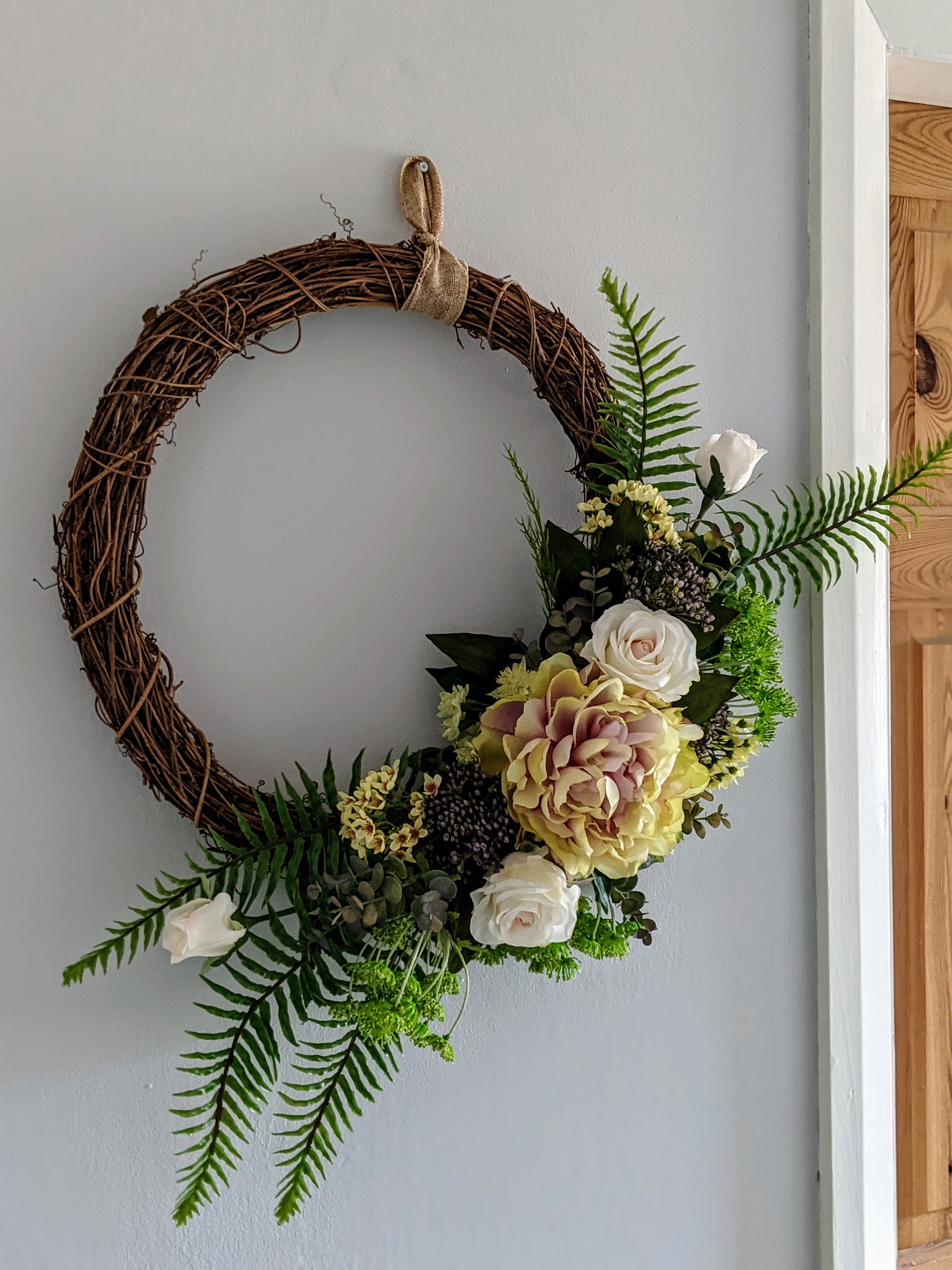 Contemporary Luxury XL Faux Flower Wreath Asymmetric Wall or Etsy