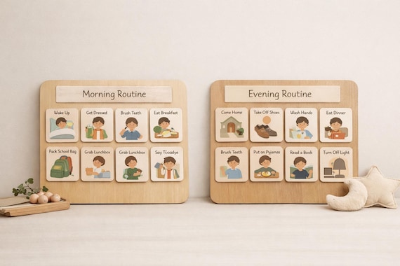 Visual Routine Cards | Morning & Evening Schedule, Autism ADHD Support (Digital Download)