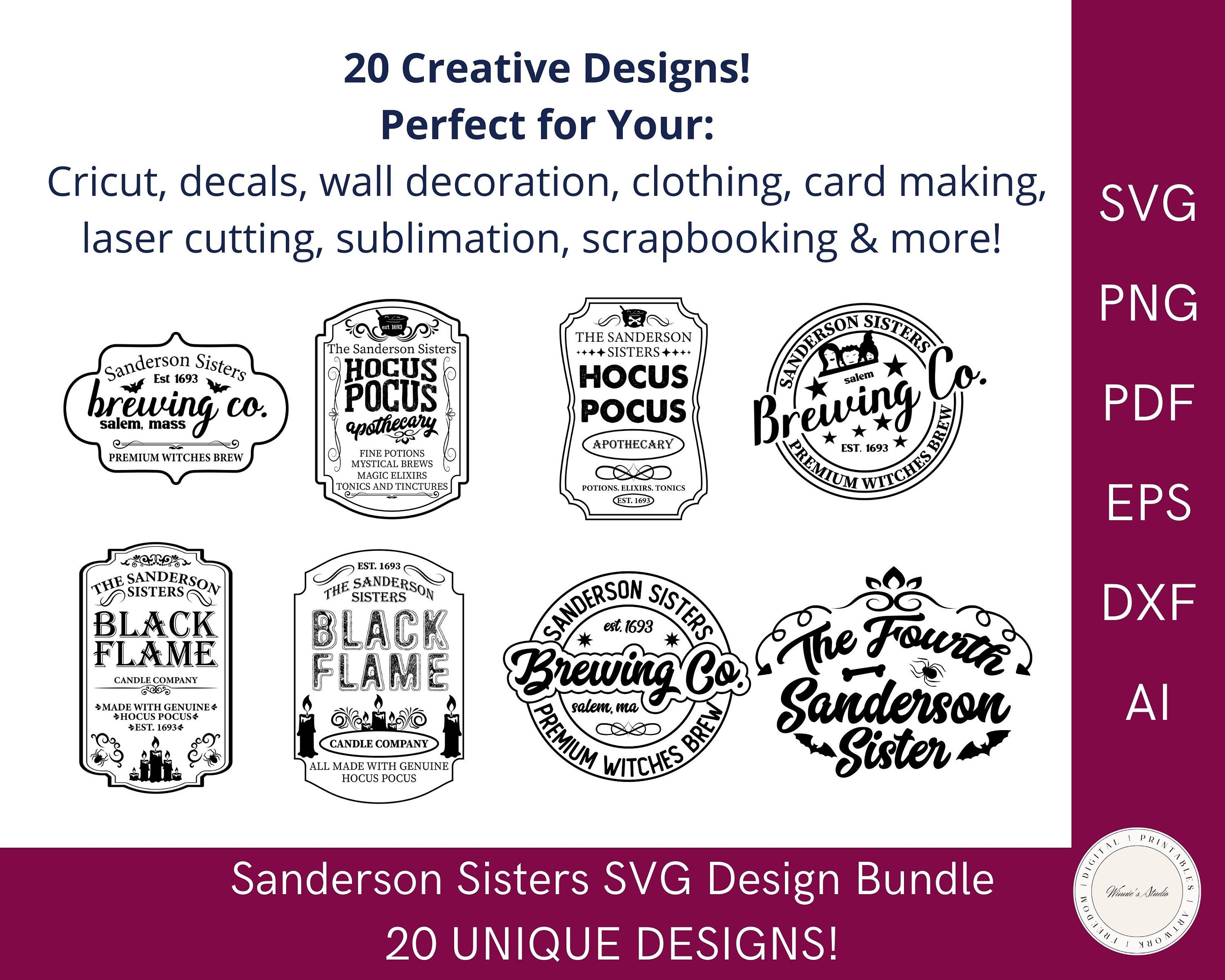 Sanderson Sisters SVG Mega Bundle 20 Sanderson Sisters Designs Hocus ...