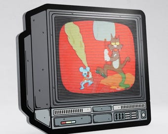 2.5" Lenticular Animated 80s Cartoon CRTV Enamel Pin