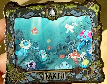 Lenticular Kanto Aquarium 3.5" Enamel PIn