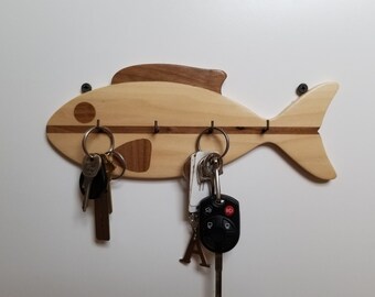 Bass Metal KEY RACK Home Decor Coat Leash Hanging Hook Fish Large Mouth Small 