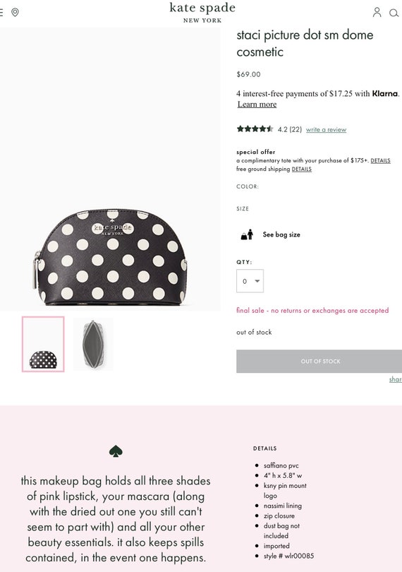 Kate Spade Staci Picture Dot Small Dome Cosmetic Pouch in - Etsy
