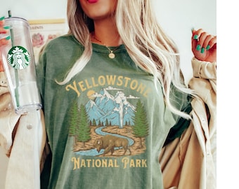 Yellowstone Tee, Yellowstone National Park Shirt, Yellowstone Vintage Inspired T-shirt, Unisex Tee, Comfort Colors , Oversized Tee