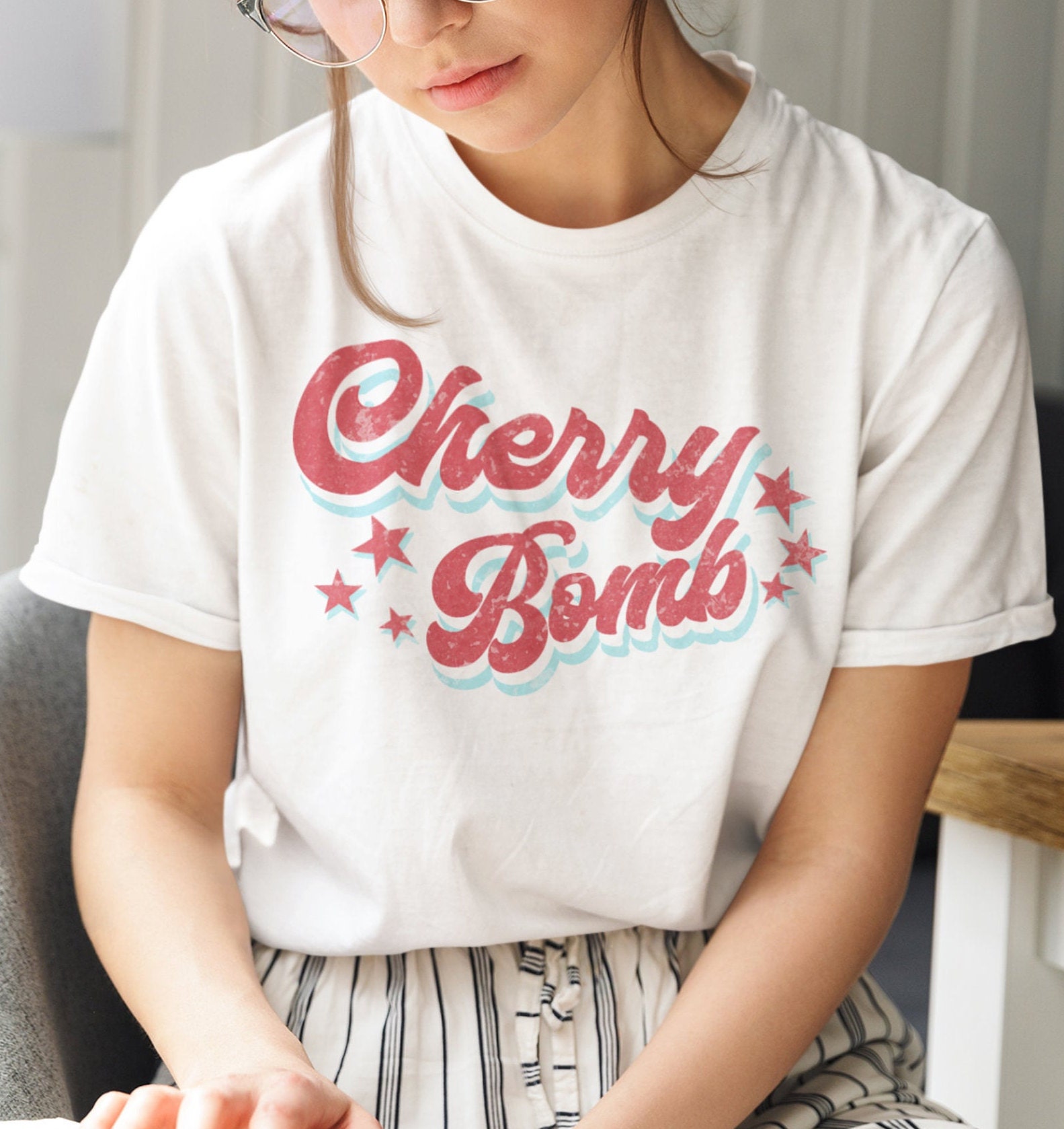 Cherry Bomb Vintage T-shirt / Cute T-shirt / Summer Tee / Graphic