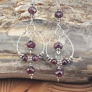 Garnet and Sterling silver earrings