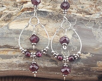 Garnet and Sterling silver earrings