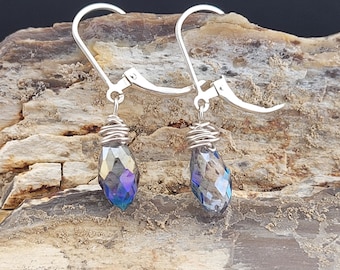 Swarovski Crystal Raindrop Earrings, Sterling Silver Lever Back