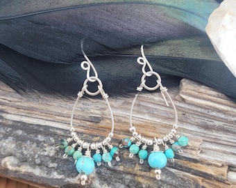 Hand crafted Turquoise Gemstone Boho Earrings
