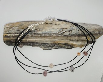 Natural stone three strand collar.