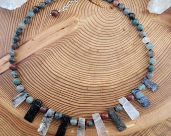 Bloodstone and Tourmalated Quartz collar