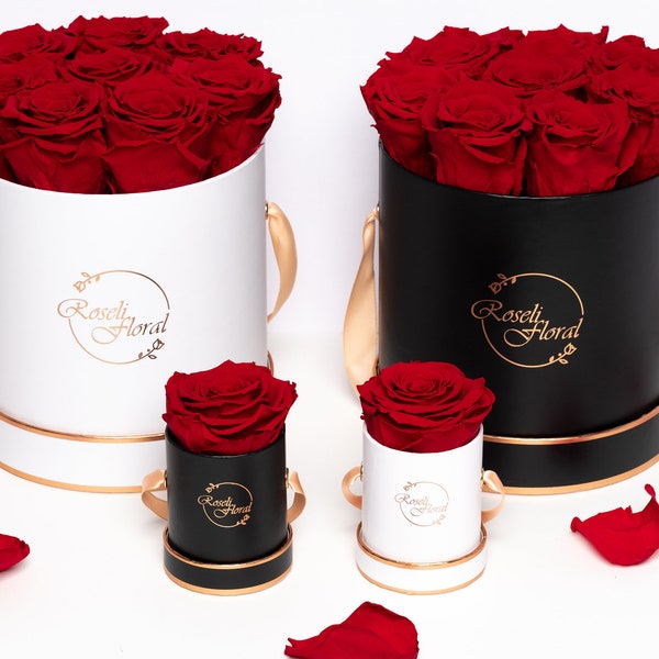Boîte à fleurs des Fêtes de Noël | Roses stabilisées | roses éternelles | Cadeau pour elle | Cadeau de décoration d'intérieur | Boîte de roses éternelles | Bouquet de fleurs
