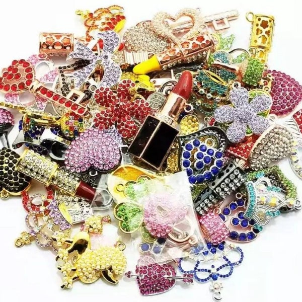 Mixed Bling Charms, Charms for Jewelry Making, Bling Charms for Bracelets, Non Designer Charms, Bling Charms for Bracelet Making, Set of 10