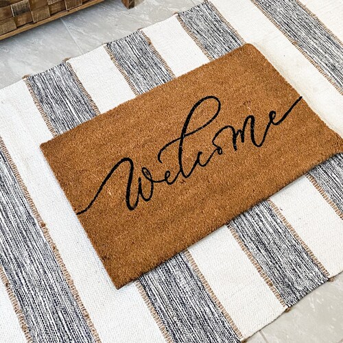 Plant Floral Trio Coir Doormat Simple Basic Mat / Etsy