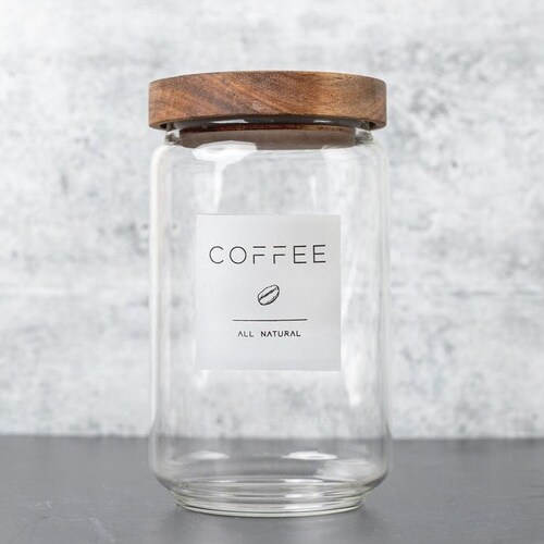 Glass Tea Canister With Wood Lid & Label Etsy
