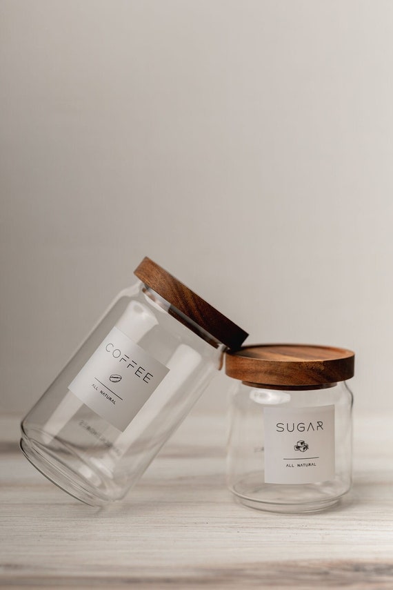 Glass Coffee Canister With Wood Lid -   Coffee canister, Sugar canister  set, Sugar canister