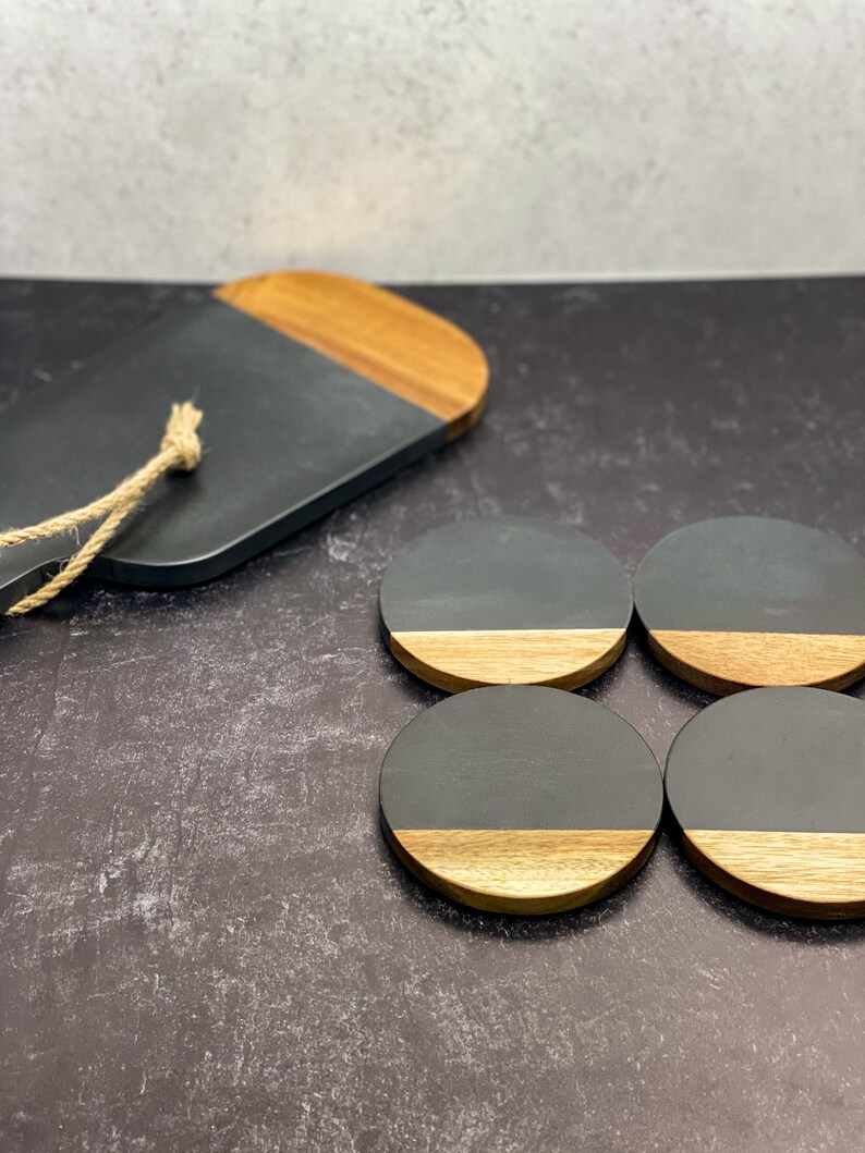 Slate /& Wood Round Coasters