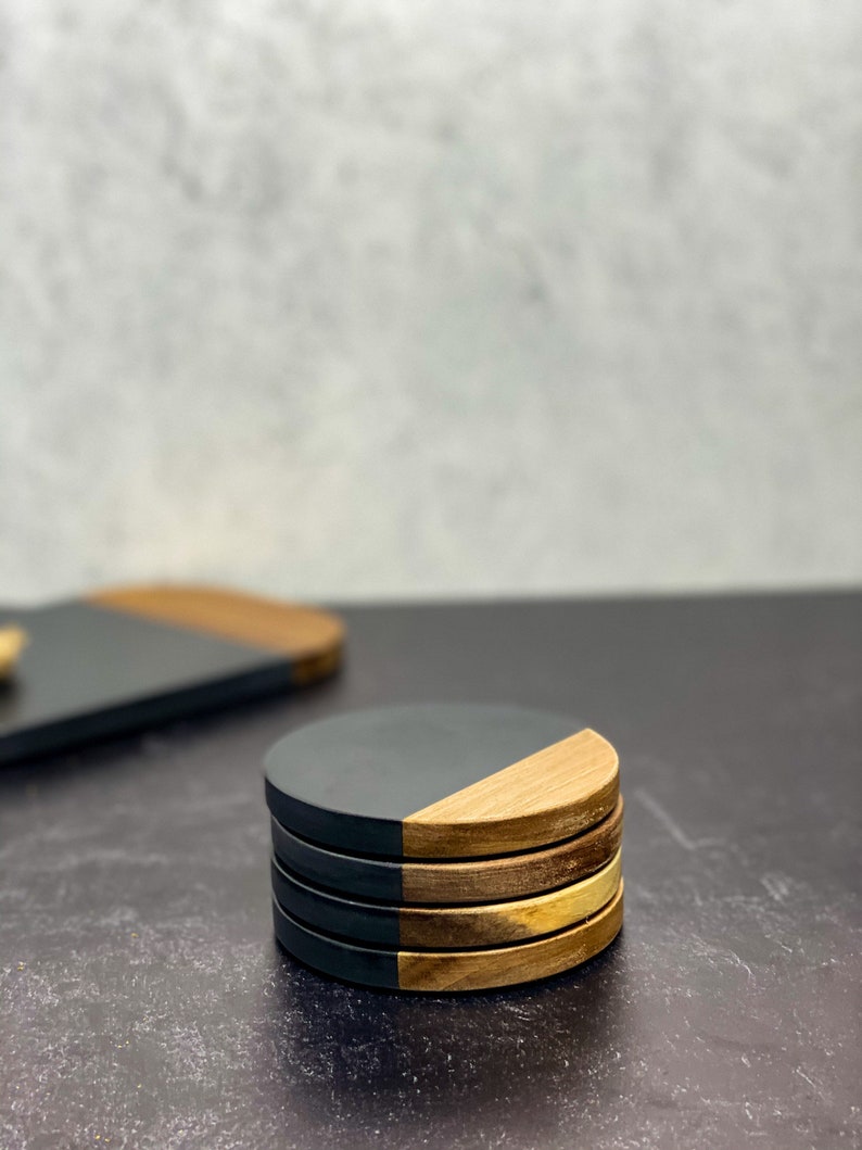 Slate /& Wood Round Coasters