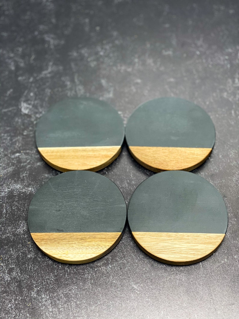 Slate /& Wood Round Coasters