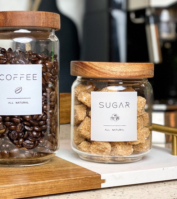 Glass Coffee Canister With Wood Lid -   Coffee canister, Sugar canister  set, Sugar canister