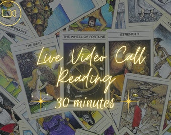 30 minuten videogesprek Tarotlezen | Diepgaande live tarotlezing | Zoomtarotlezen | Virtuele tarotlegging | Live-energieanalyse