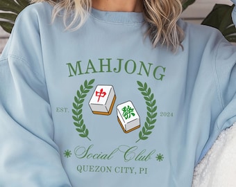 Custom Mahjong Social Club Sweatshirt, Filipina Mom and Dad TShirt, Mahjong Gift, Mahjong Shirt, Mahjong Tiles, Mahjong Set, Mahjong Bag