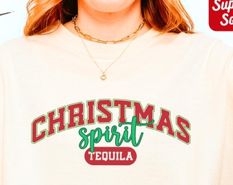 Tequila Shirt Funny Tequila Christmas Spirits Drinking Shirt Full of Christmas Spirit Tshirt Xmas Party Gifts Shirt Christmas Cocktail Drink