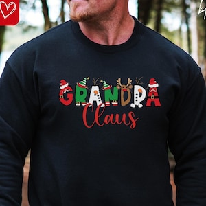 Aangepaste opa-sweater, papaver-sweater, opa cadeau, naam op mouw sweatshirt, kerstcadeau papa, opa hoodie, papa claus