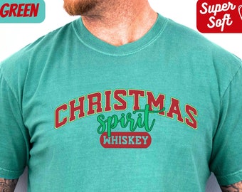Whiskey Shirt Funny Whiskey Christmas Spirits Drinking Shirt Full of Christmas Spirit Tshirt Xmas Party Gifts Shirt Christmas Cocktail Drink