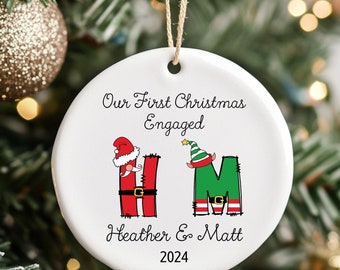 Première décoration de fiançailles de Noël personnalisée, décoration de fiançailles de Noël personnalisée, souvenir de fiançailles personnalisé, décoration de fiançailles de premier Noël