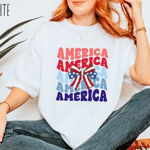 4th of July Bows Shirt Coquette 4th of July Shirt, American Flag Shirt, USA Shirt, Patriotic Shirt, Comfort Colors® Tee, Coquette Bow Shirt