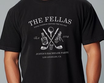 Custom Golf Bachelor Party Favor Shirt The Fellas Groomsmen Shirt Golf The Bachelor Golf Proposal Group Shirts Groomsman Last Swing Proposal